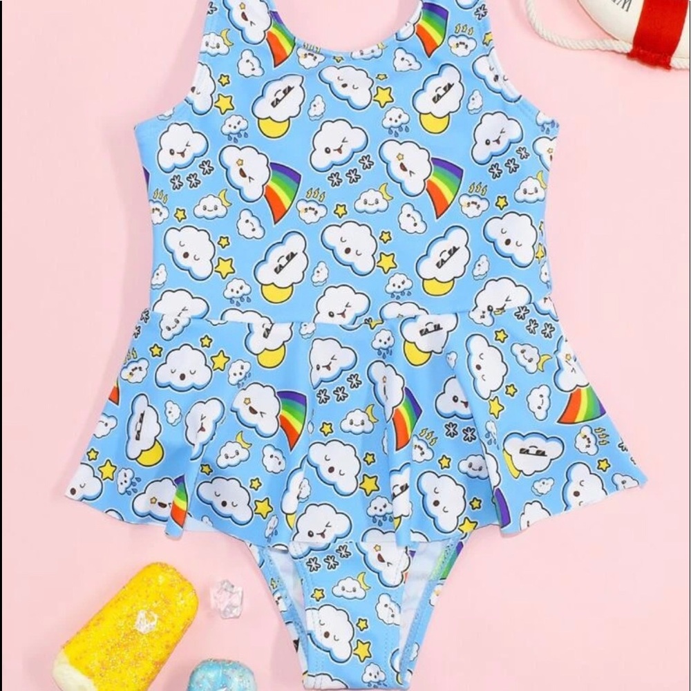 Girls size 4 5 club rainbow fun tankini swim suit